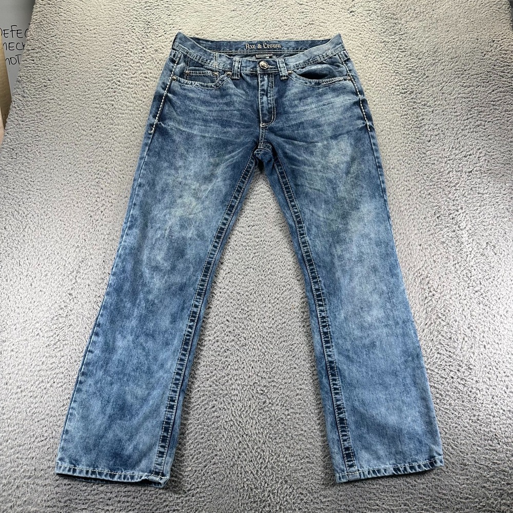 Axe & Crown Jeans Mens 32x30 Blue Cotton Denim‎ Straight Slim Acid Wash Workwear
